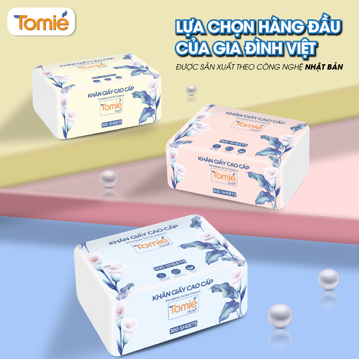 Giấy rút TOMIÉ 300 tờ/gói , 10 gói/Lốc, 100 gói/bịch