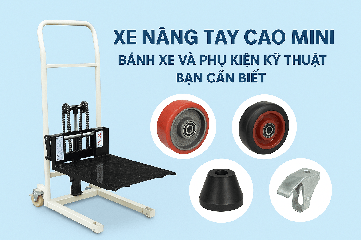 Xe nâng tay cao mini – Bánh xe và phụ kiện kỹ thuật bạn cần biết