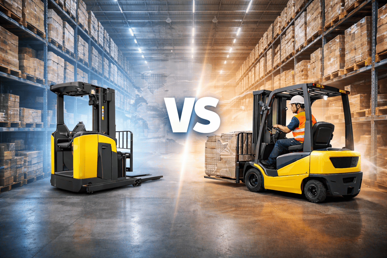 Xe Nâng Điện Đứng Lái Hay Ngồi Lái? So Sánh Chi Tiết A–Z