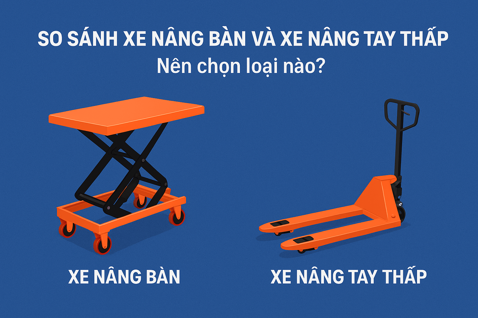 So sánh xe nâng bàn và xe nâng tay thấp