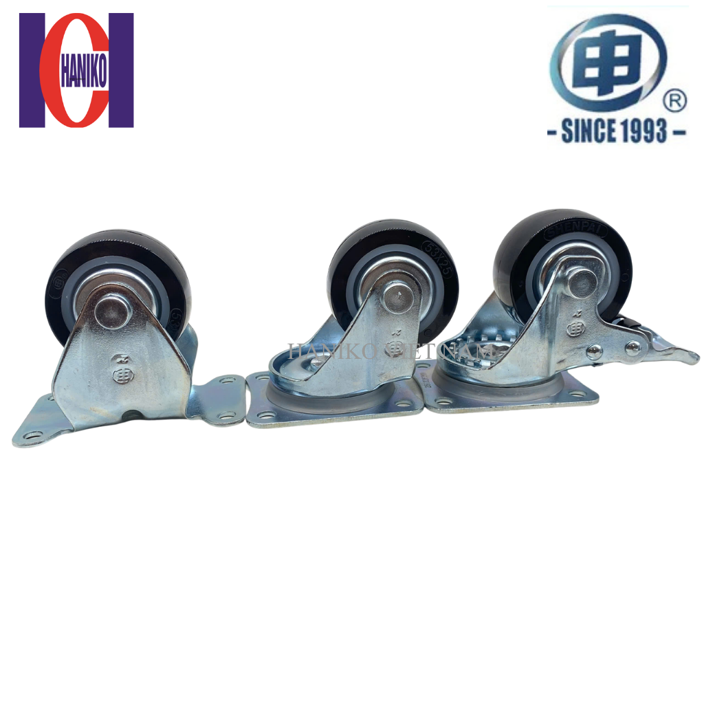 Bánh xe shenpai PU 50 xoay khóa có nắp 15A02-1010