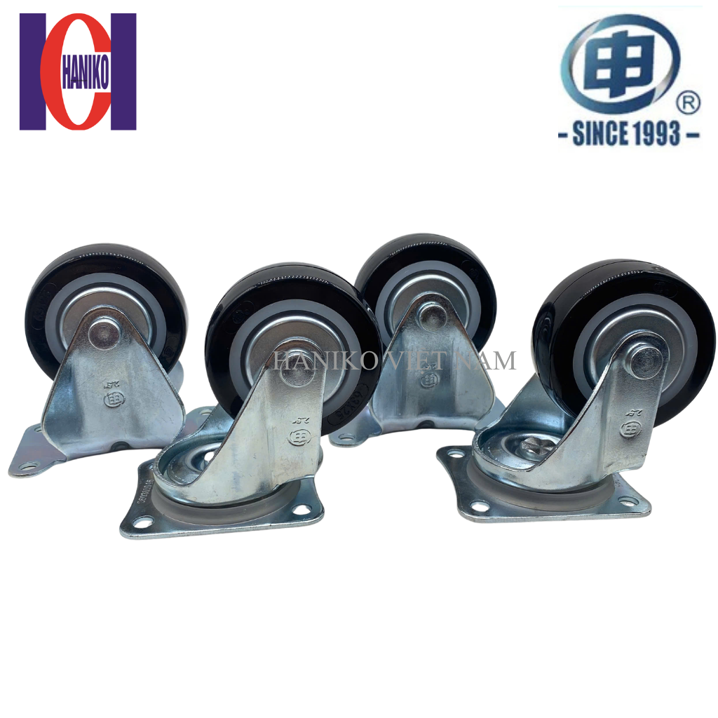 Bánh xe shenpai PU 65 xoay khóa có nắp 15A07-1011