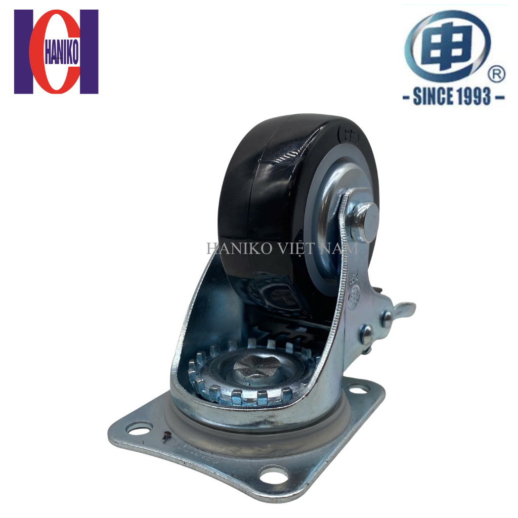 Bánh xe shenpai PU 65 xoay khóa có nắp 15A07-1011