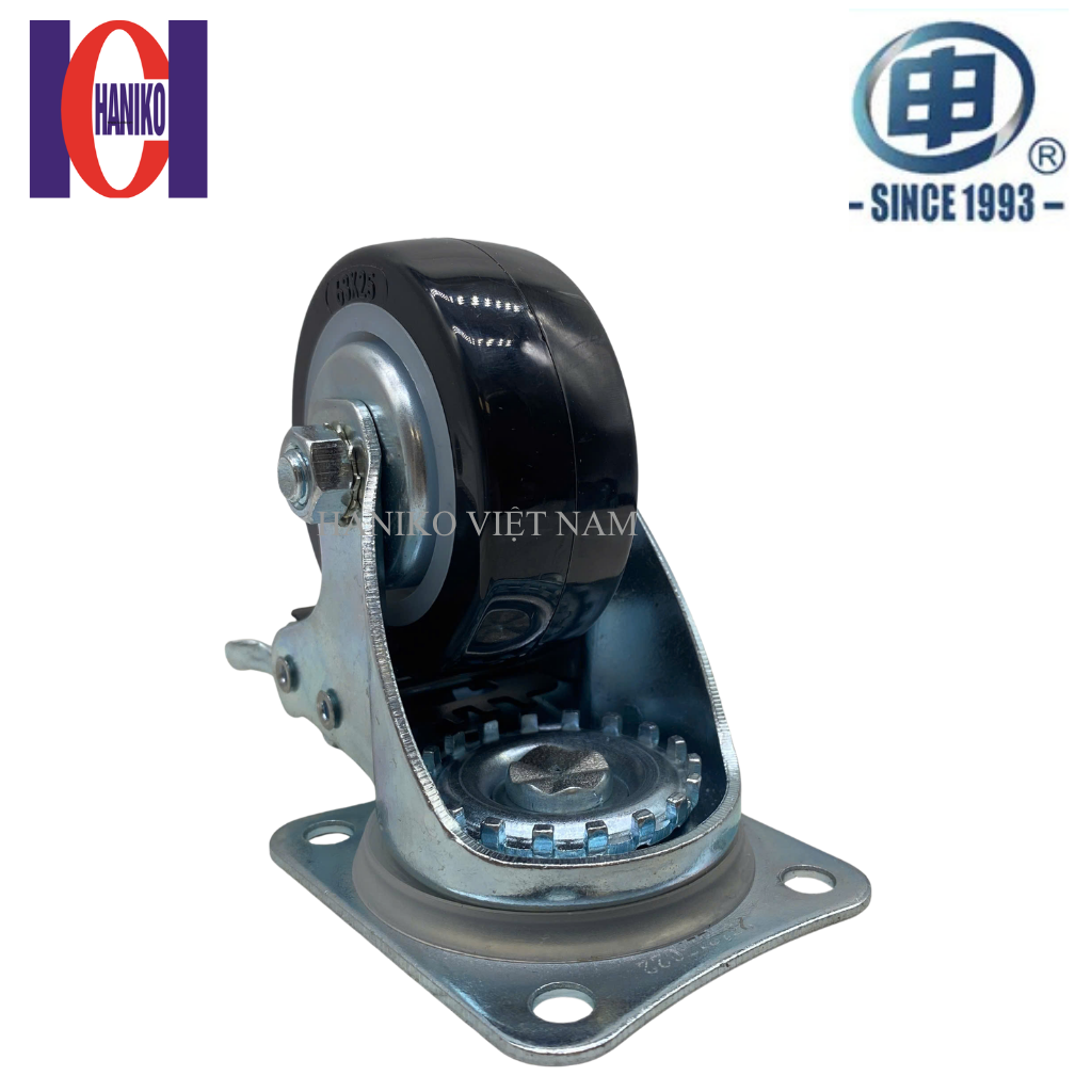 Bánh xe shenpai PU 65 xoay khóa có nắp 15A07-1011