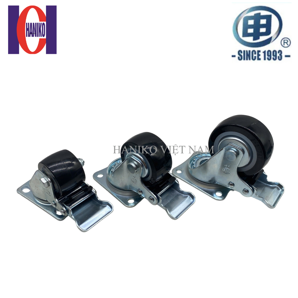 Bánh xe shenpai PU 50 xoay khóa có nắp 15A02-1010