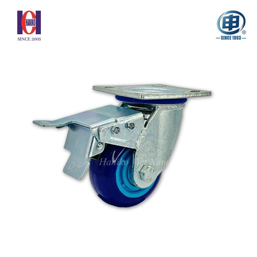 Bánh xe shenpai PU phi 100 xoay khóa bản 45