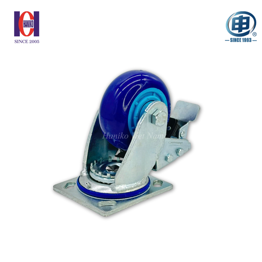 Bánh xe shenpai PU phi 100 xoay khóa bản 45