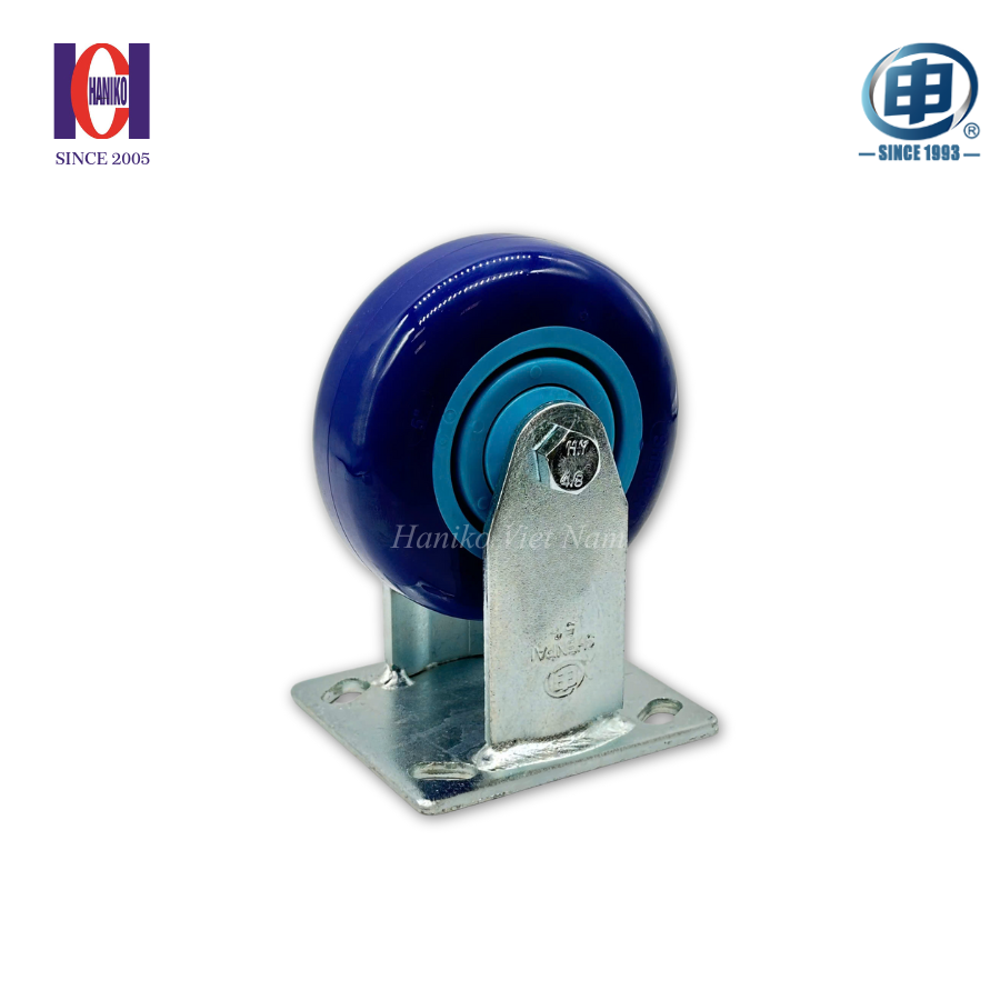 Bánh xe shenpai PU xanh phi 125 cố định