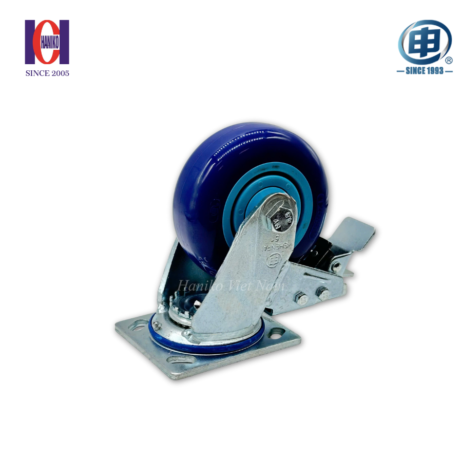 Bánh xe shenpai PU xanh phi 125 xoay khóa