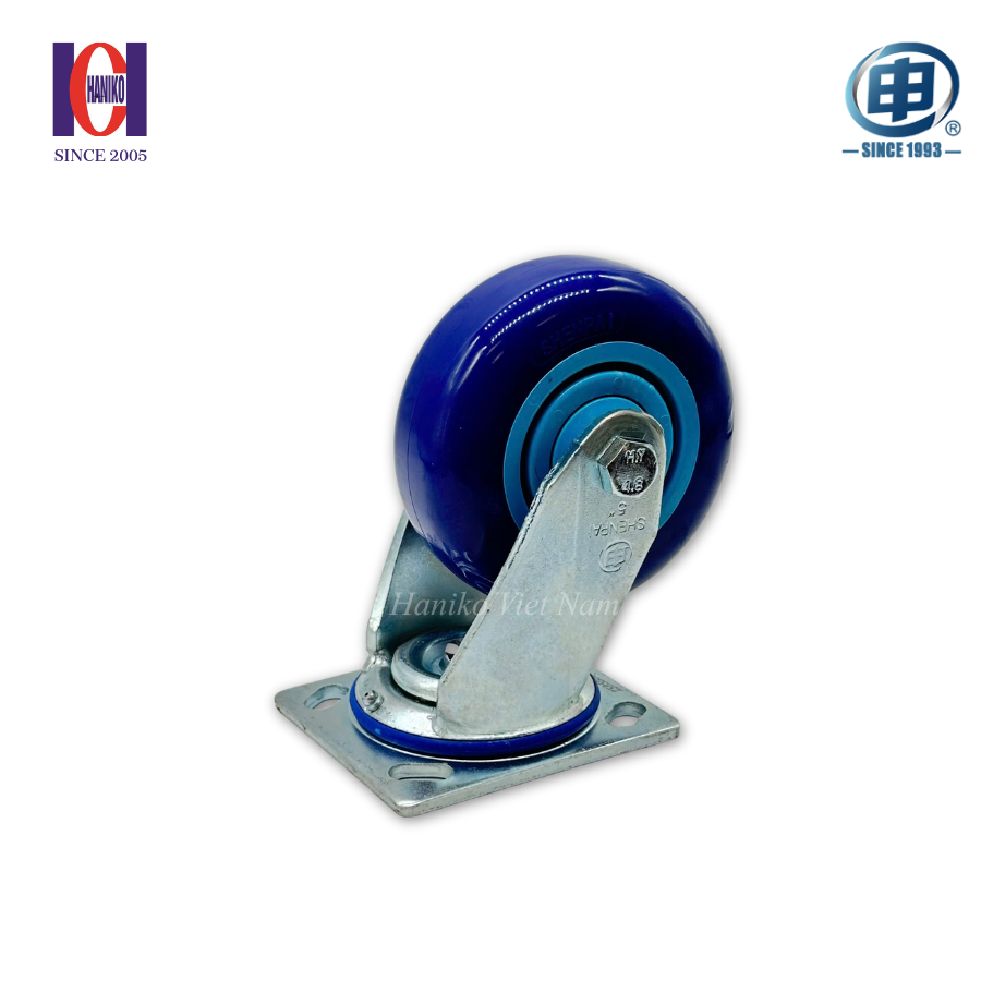 Bánh xe shenpai PU xanh phi 125 xoay