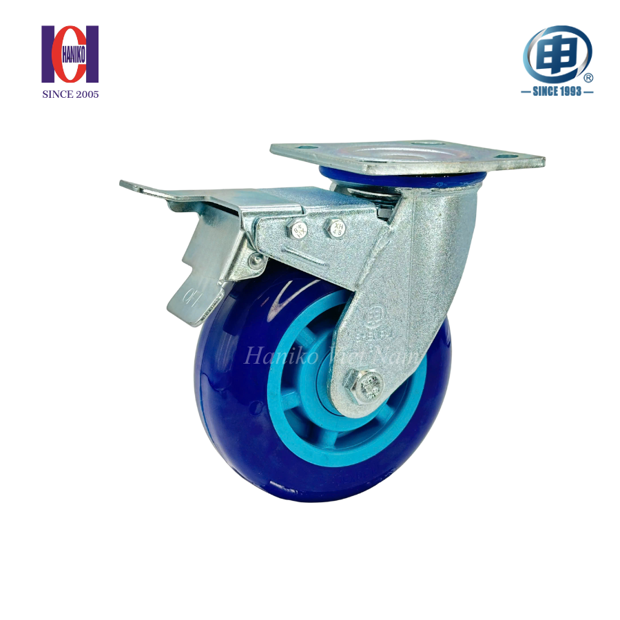Bánh xe shenpai PU phi 150 xoay khóa bản 50
