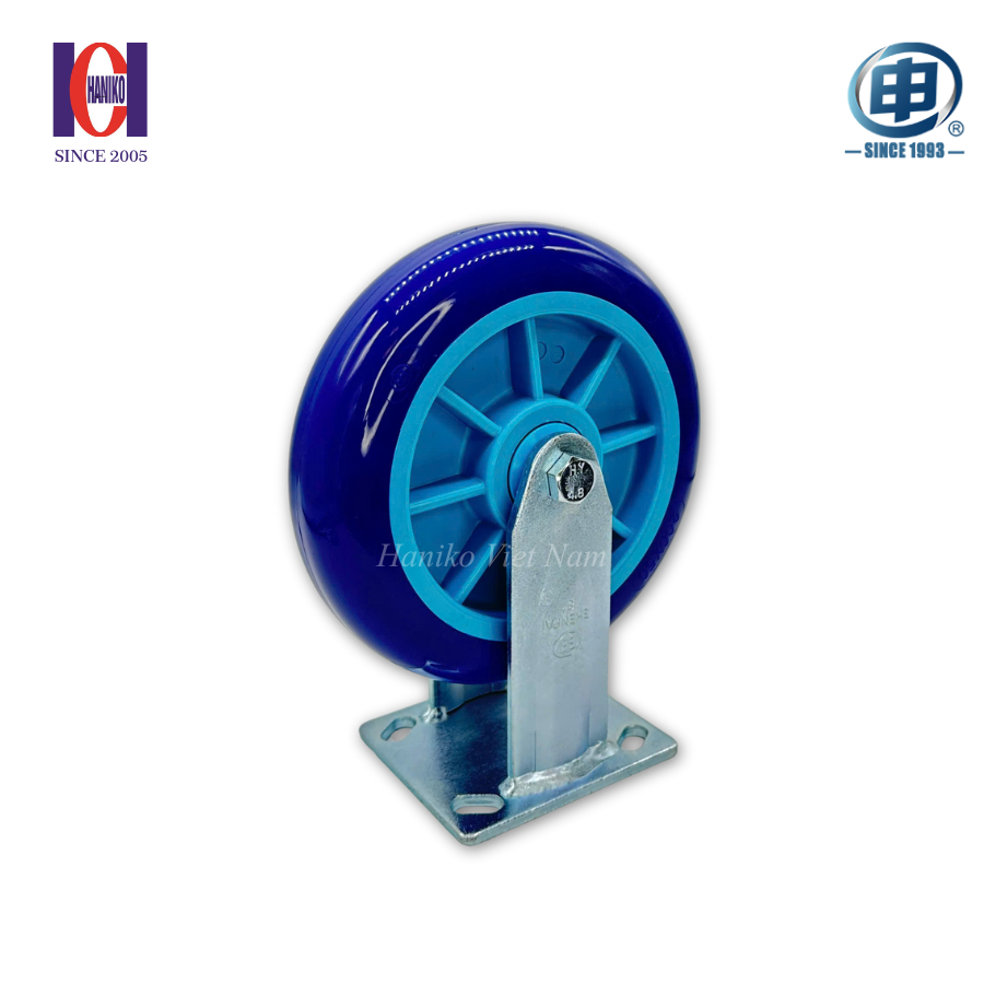 Bánh xe shenpai PU xanh phi 200 cố định