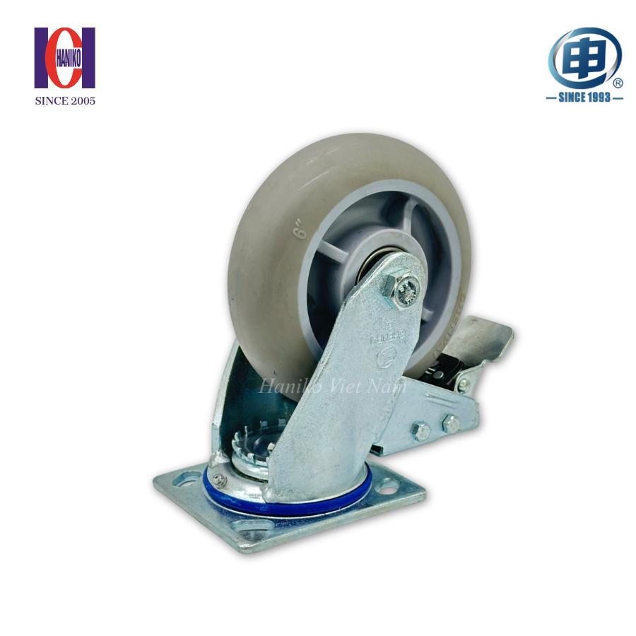 Bánh xe shenpai TPR phi 150 xoay khóa bản 50