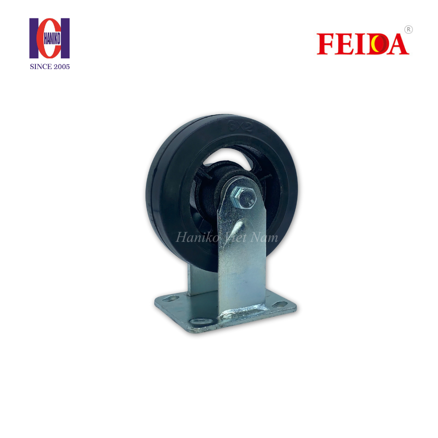 Bánh xe feida cao su gang phi 150 cố định