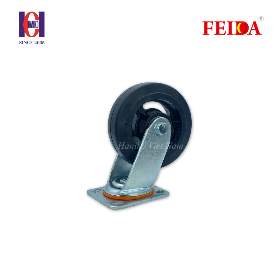 Bánh xe feida cao su gang phi 150 xoay