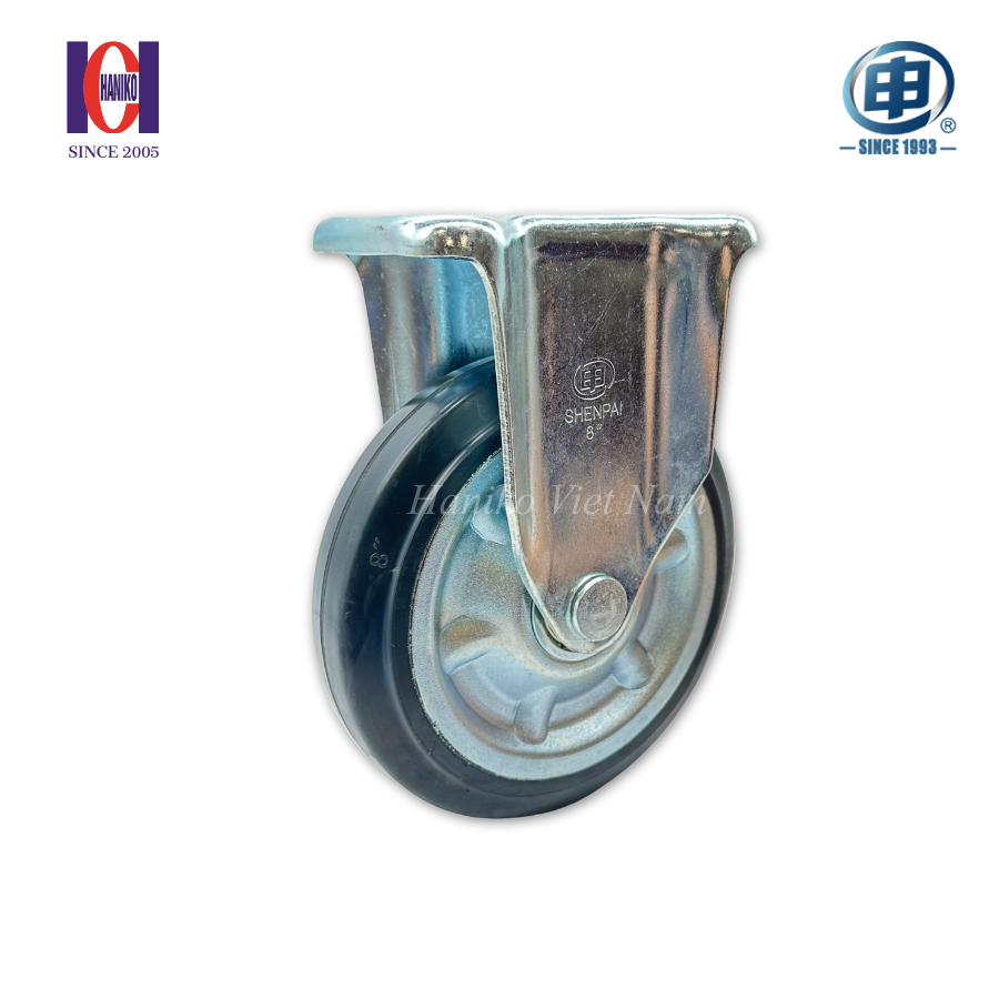 Bánh xe shenpai cao su phi 200 cố định bản 45