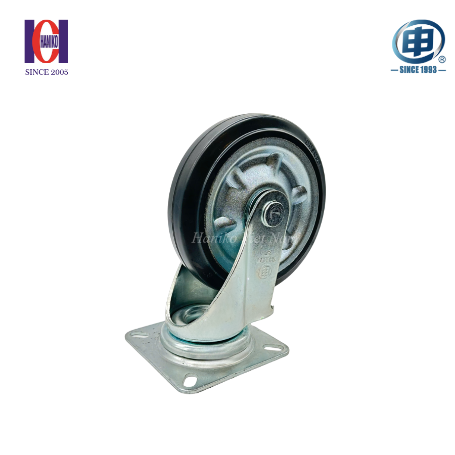 Bánh xe shenpai cao su phi 200 xoay bản 45