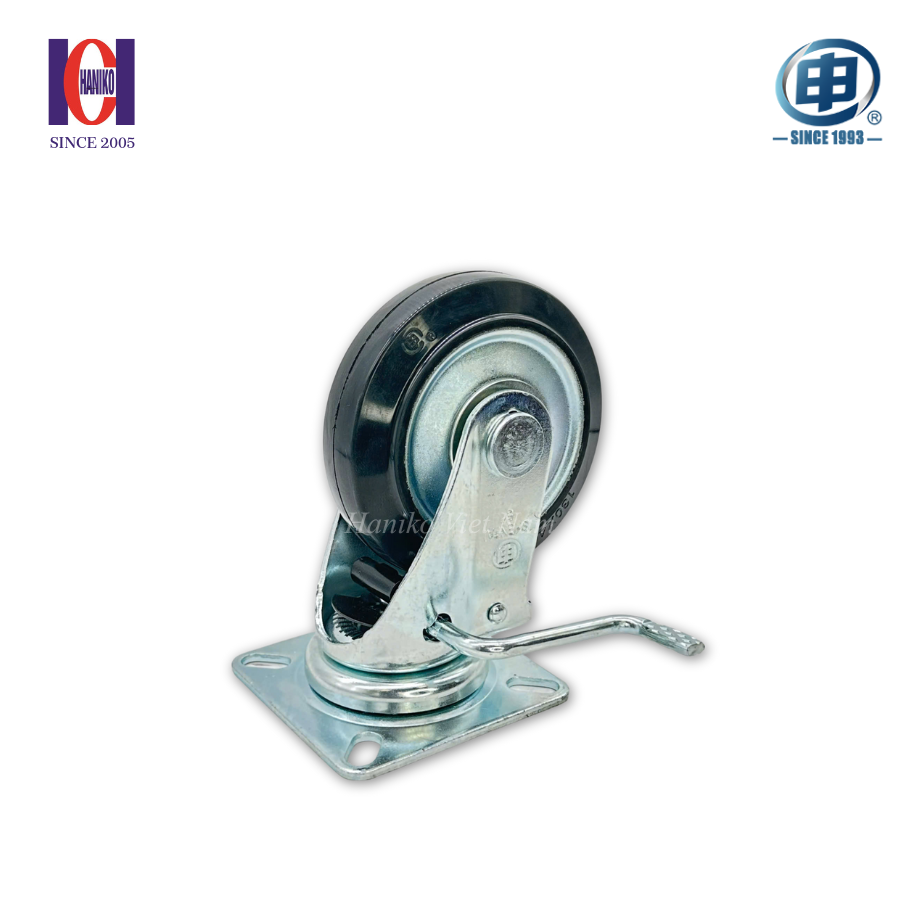 Bánh xe shenpai cao su phi 130 xoay khóa