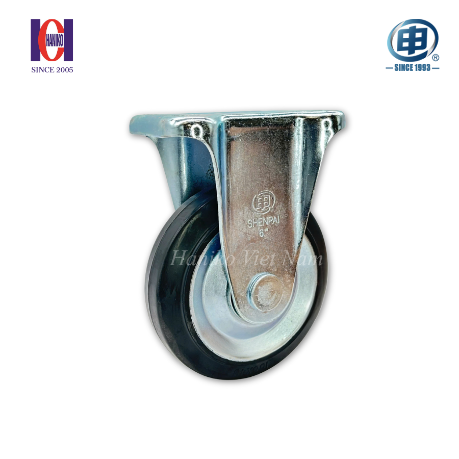 Bánh xe shenpai cao su phi 150 cố định bản 43