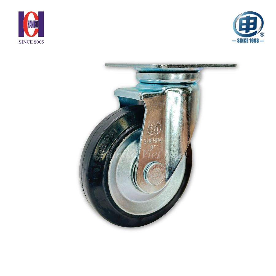 Bánh xe shenpai cao su phi 150 xoay bản 43