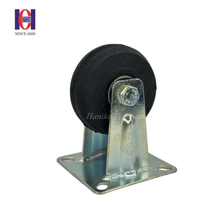 Bánh xe cao su khía phi 100 cố định