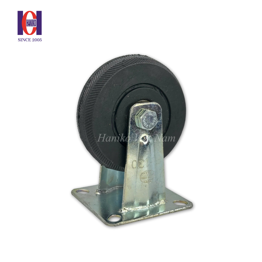 Bánh xe cao su khía phi 125 cố định