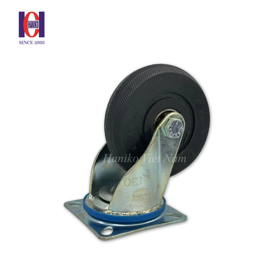 Bánh xe cao su khía phi 125 xoay