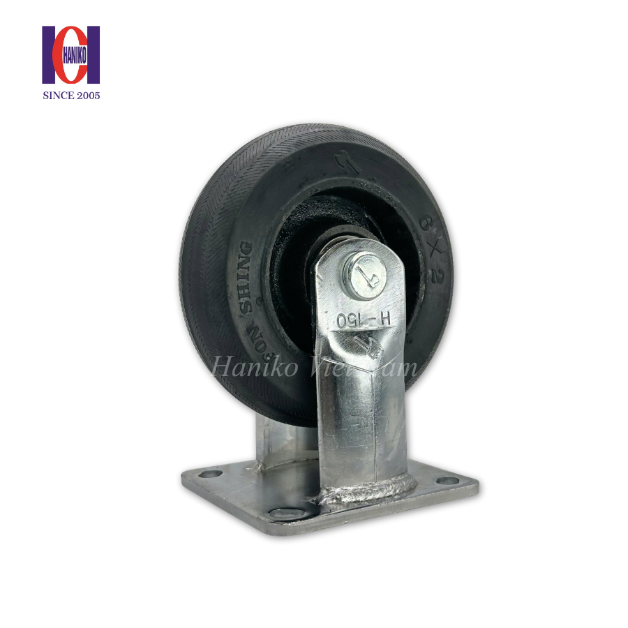 Bánh xe cao su khía phi 150 cố định