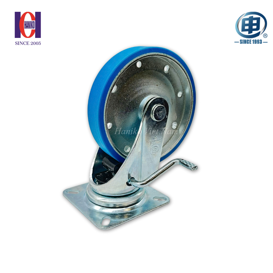 Bánh xe shenpai nylon phi 200 xoay khóa