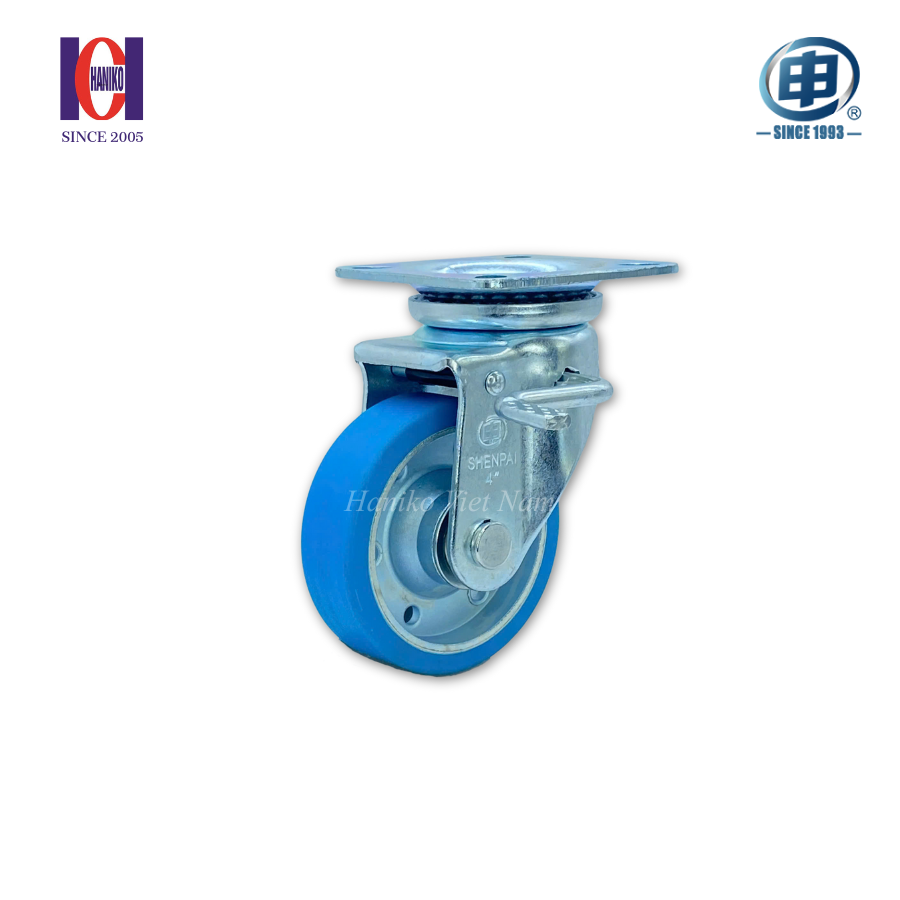 Bánh xe shenpai nylon phi 100 xoay khóa