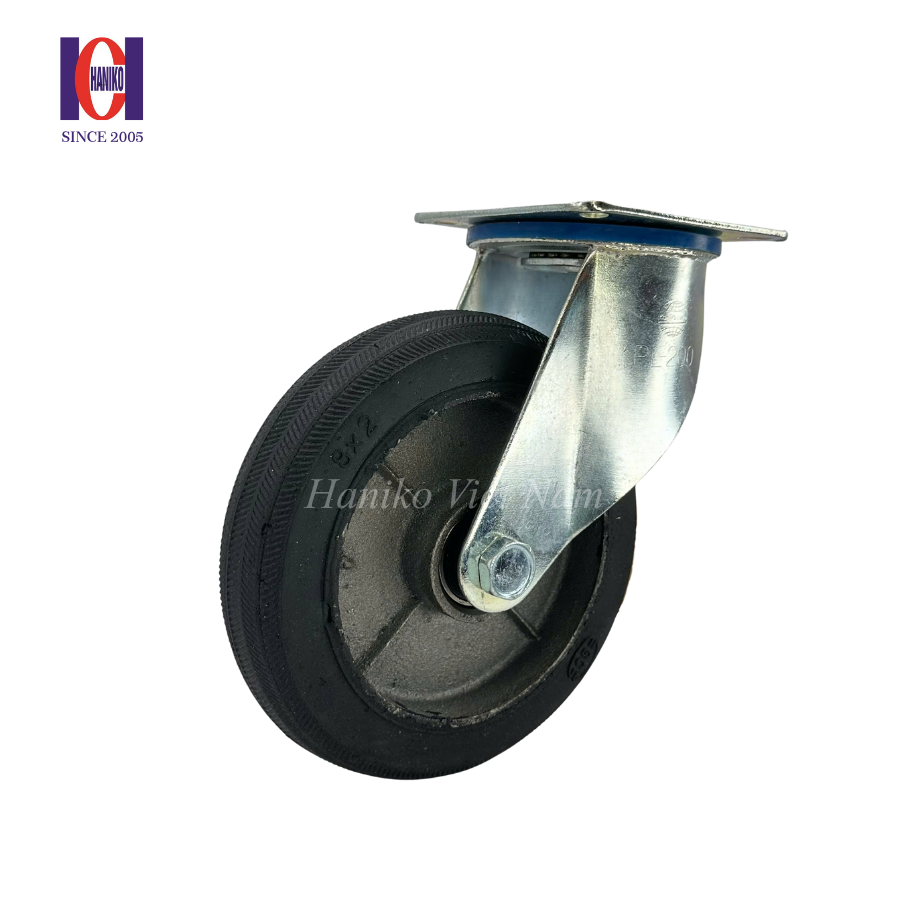 Bánh xe cao su khía phi 200 xoay