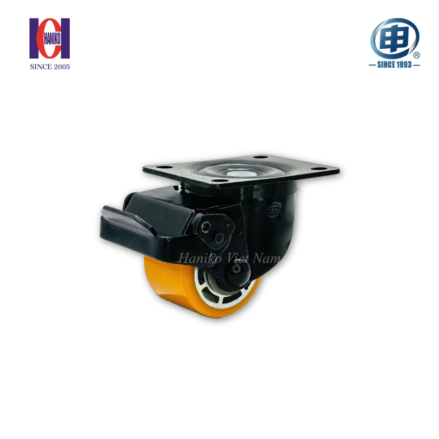 Bánh xe PU cốt nhôm phi 65 xoay khóa