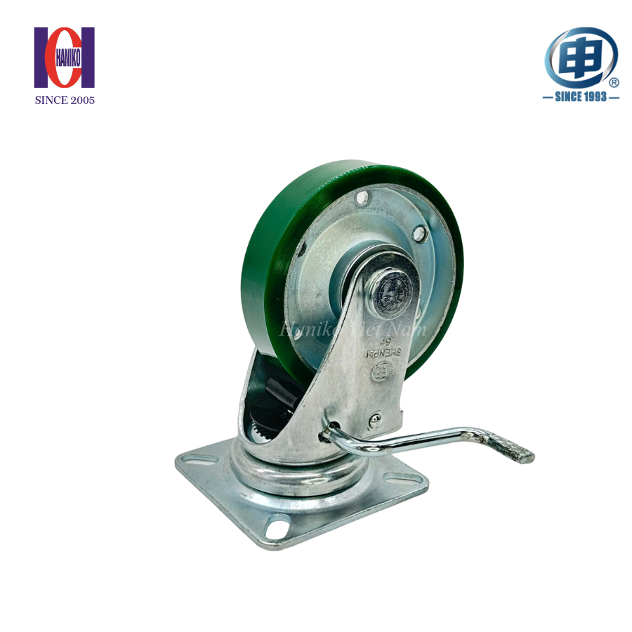 Bánh xe shenpai PU phi 130 xoay khóa