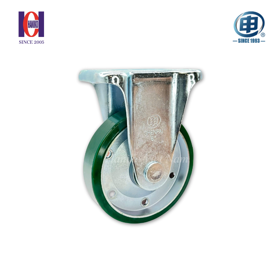 Bánh xe shenpai PU phi 150 cố định bản 38