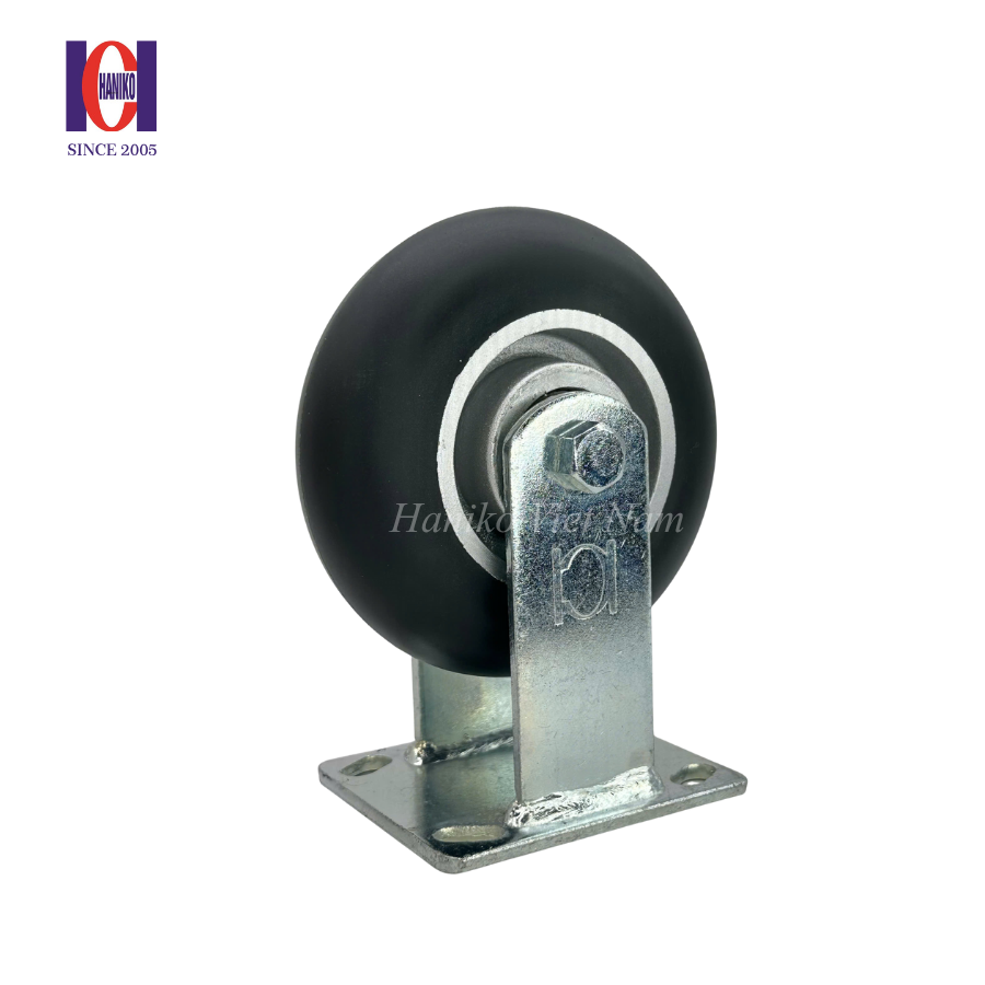 Bánh xe PU đen cốt nhôm siêu tải phi 150 cố định