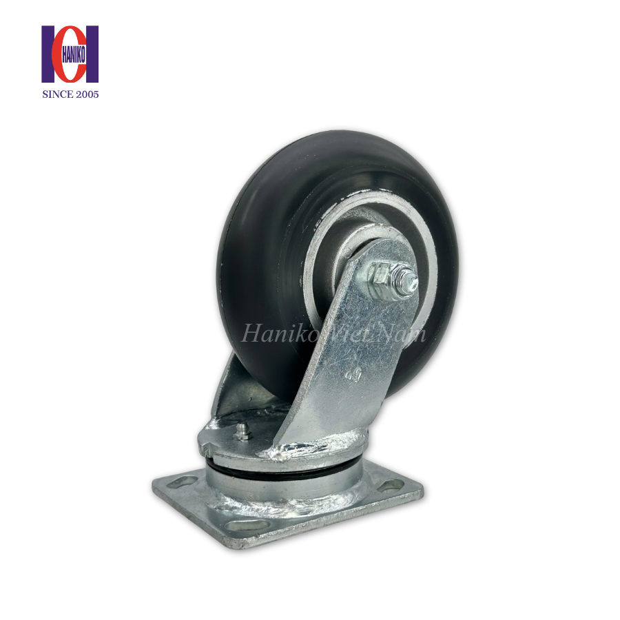 Bánh xe PU đen cốt nhôm siêu tải phi 150 xoay