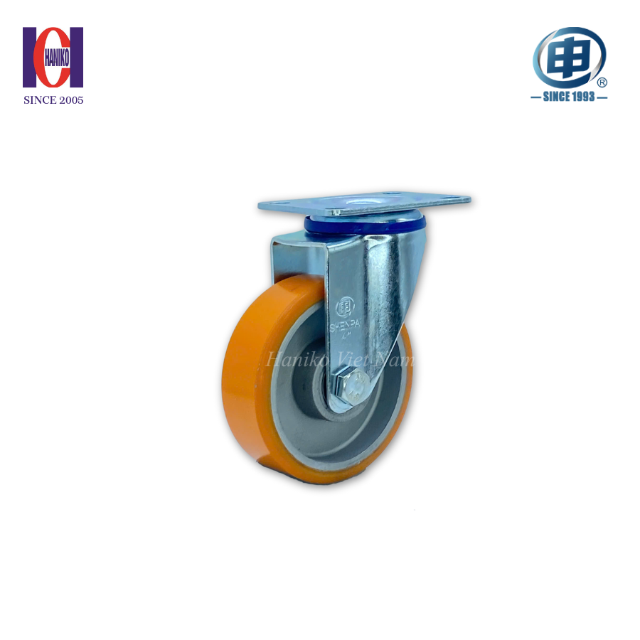 Bánh xe shenpai PU cốt nhôm tĩnh điện phi 100 xoay bản 32