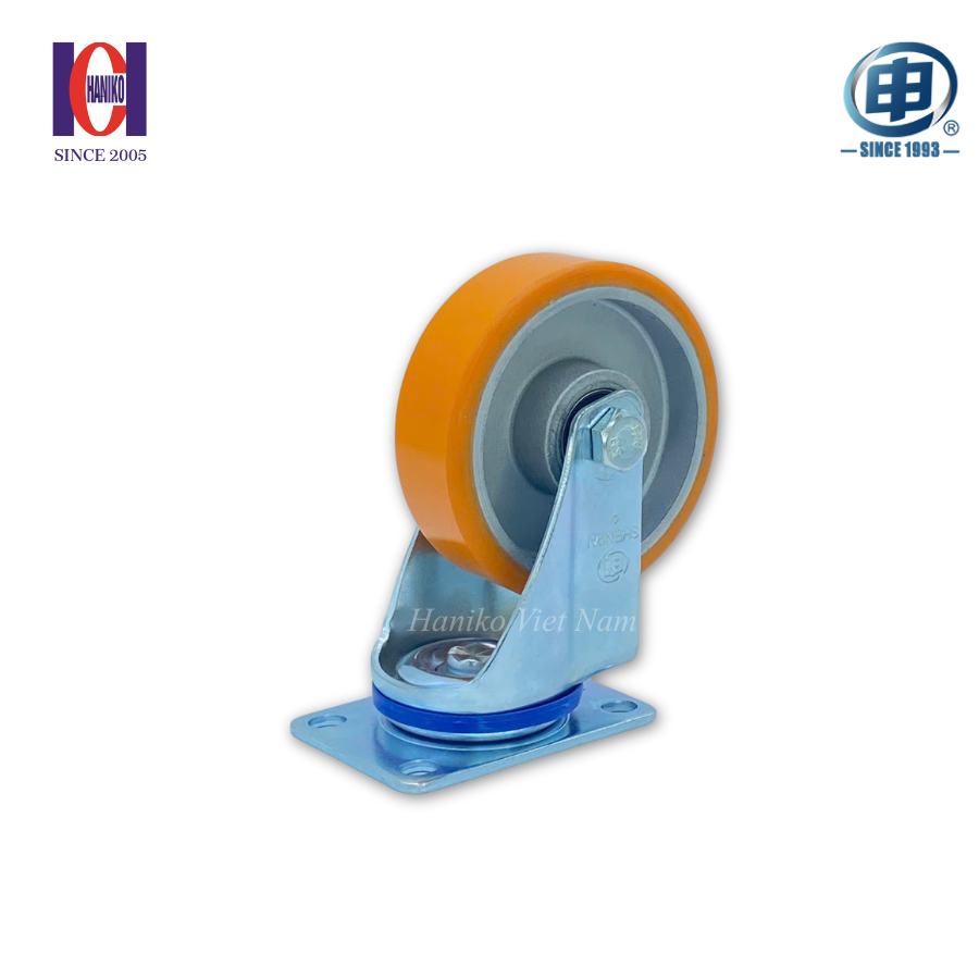 Bánh xe shenpai PU cốt nhôm tĩnh điện phi 100 xoay bản 32