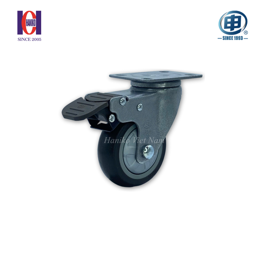 Bánh xe shenpai TPR nắp bạc phi 75 xoay khóa