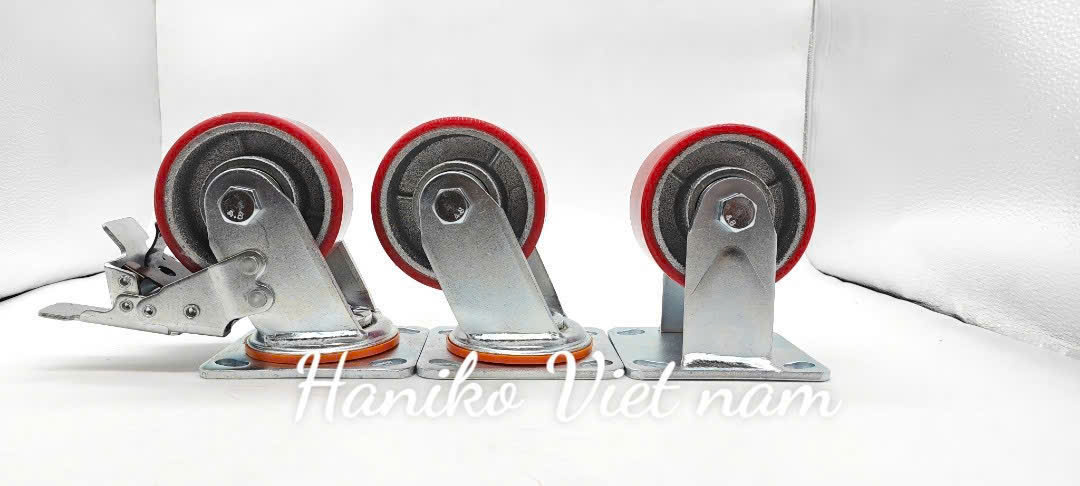 Bánh xe feida PU đỏ phi 100 xoay