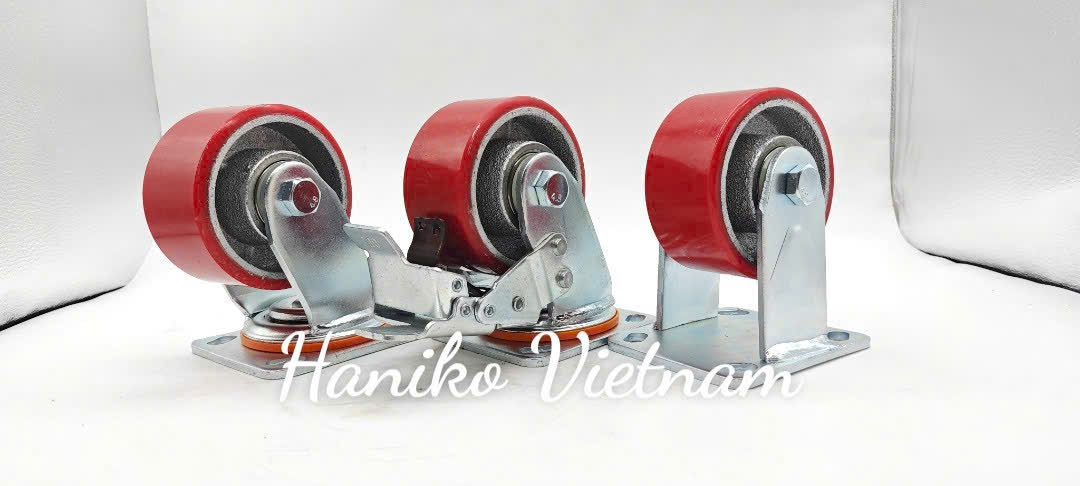 Bánh xe feida PU đỏ phi 100 xoay