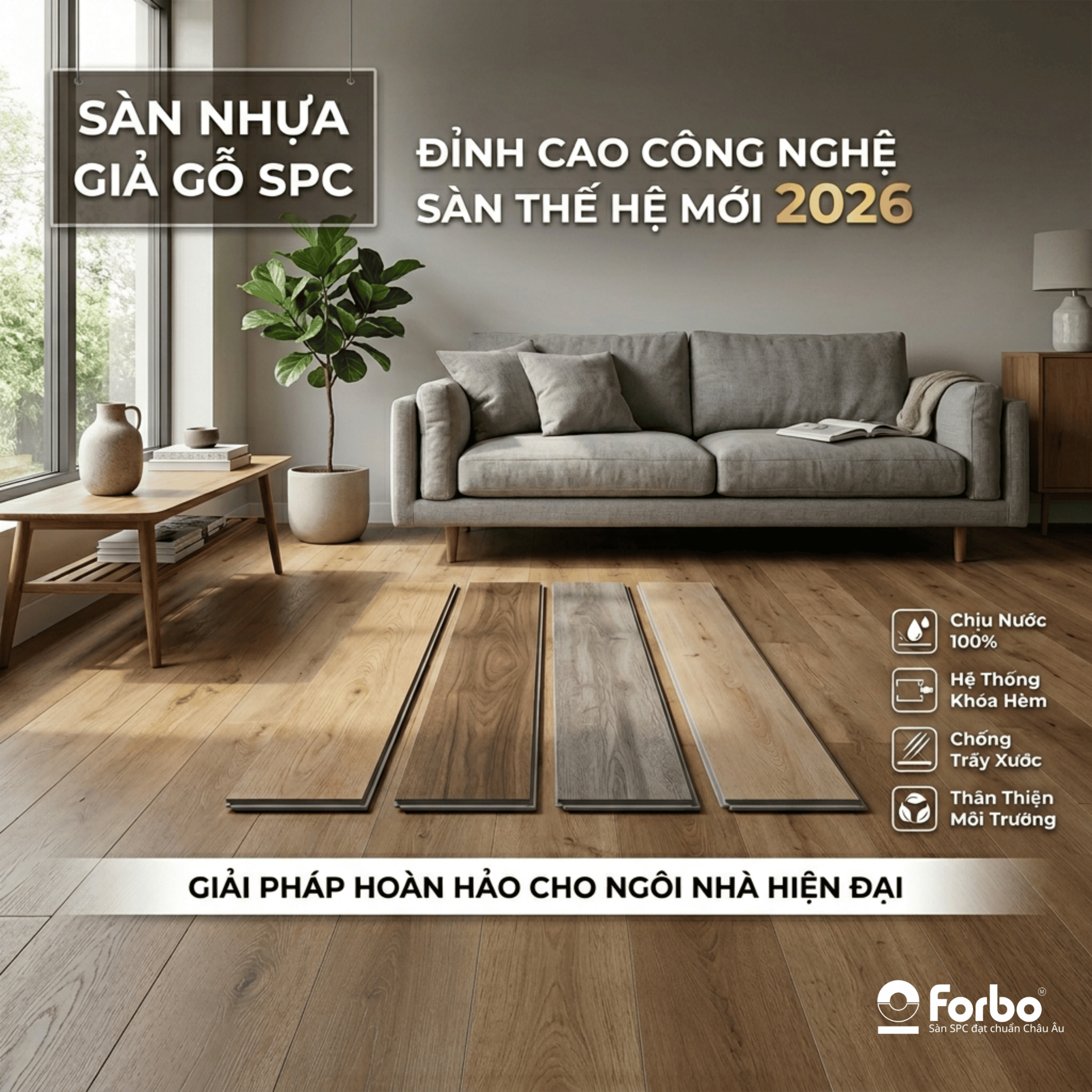 SÀN NHỰA GIẢ GỖ SPC: ĐỈNH CAO CÔNG NGHỆ SÀN NHỰA FORBO THẾ HỆ MỚI 2026