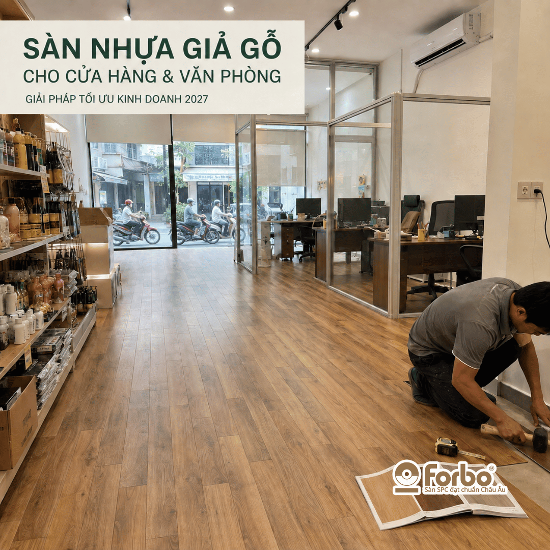SÀN NHỰA GIẢ GỖ CHO CỬA HÀNG VÀ VĂN PHÒNG: GIẢI PHÁP TỐI ƯU KINH DOANH 2027