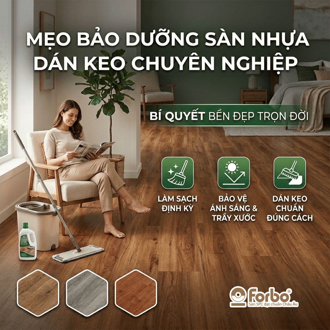 MẸO BẢO DƯỠNG SÀN NHỰA DÁN KEO CHUYÊN NGHIỆP: BÍ QUYẾT BỀN ĐẸP