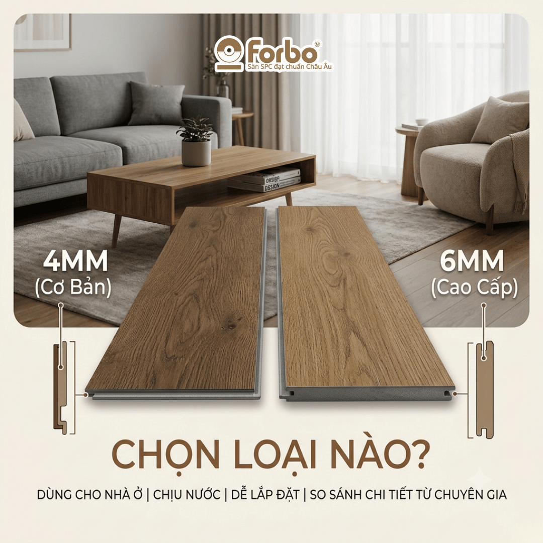 NÊN DÙNG SÀN NHỰA HÈM KHÓA 4MM HAY 6MM? SO SÁNH CHI TIẾT TỪ CHUYÊN GIA