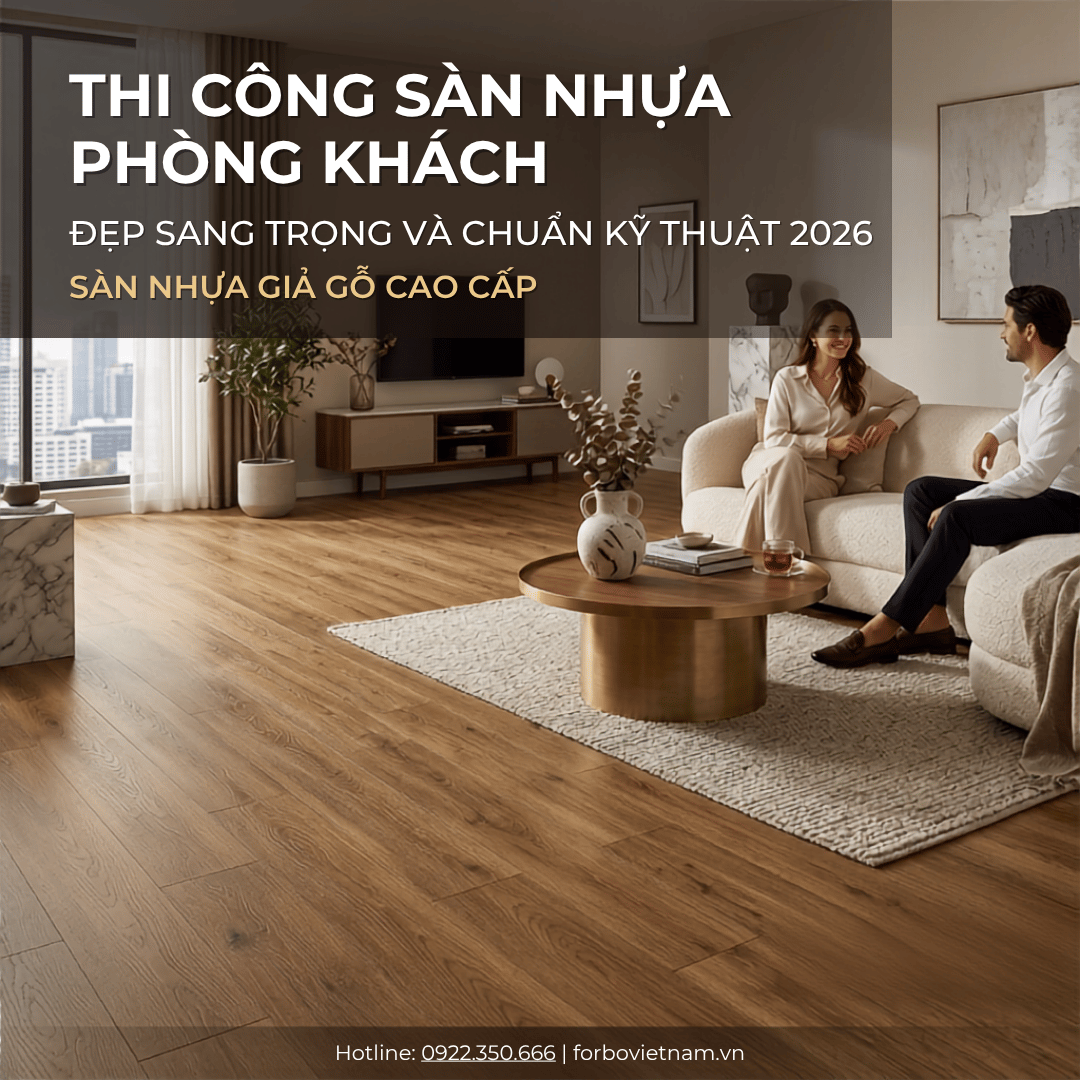 THI CÔNG SÀN NHỰA PHÒNG KHÁCH ĐẸP SANG TRỌNG VÀ CHUẨN KỸ THUẬT 2026