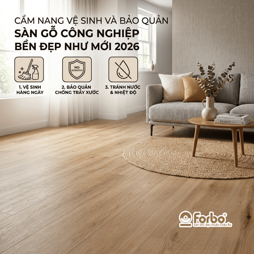 CẨM NANG VỆ SINH VÀ BẢO QUẢN SÀN GỖ CÔNG NGHIỆP BỀN ĐẸP NHƯ MỚI 2026