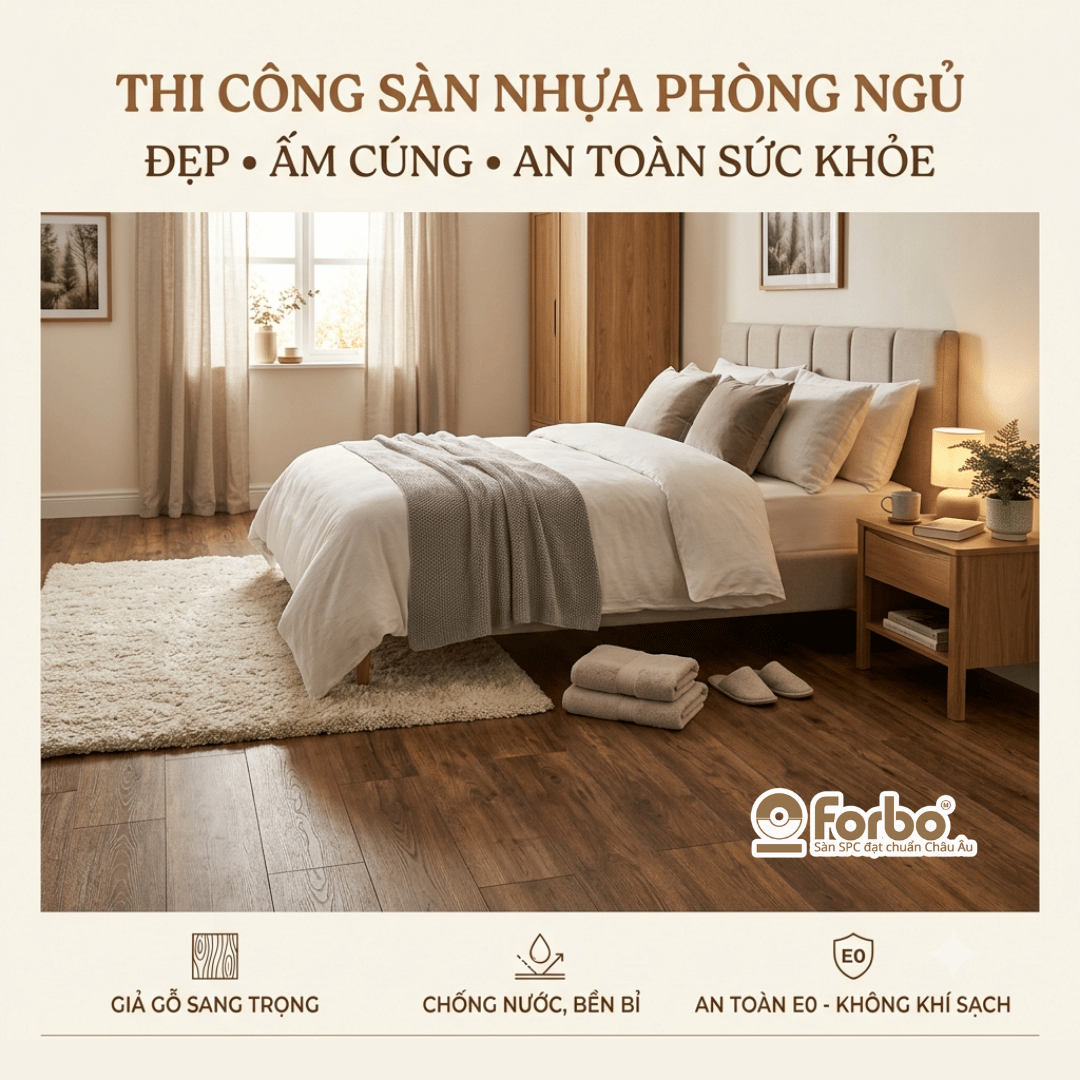 THI CÔNG SÀN NHỰA PHÒNG NGỦ ĐẸP, ẤM CÚNG VÀ AN TOÀN SỨC KHỎE
