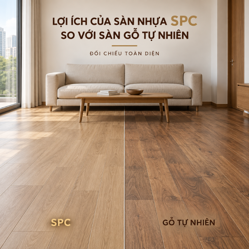 LỢI ÍCH CỦA SÀN NHỰA SPC SO VỚI SÀN GỖ TỰ NHIÊN: ĐỐI CHIẾU TOÀN DIỆN
