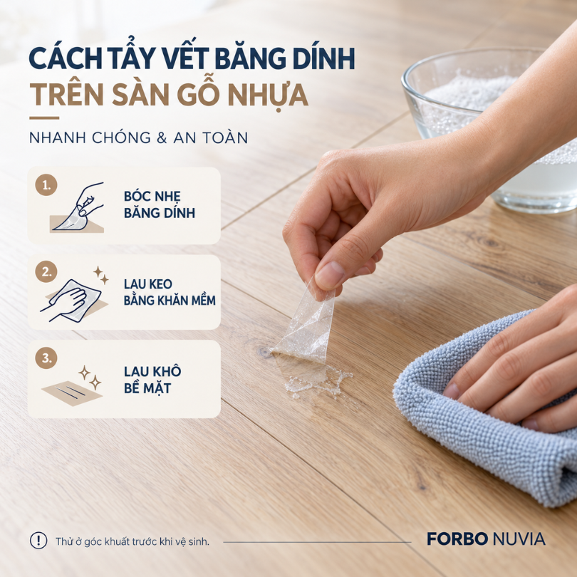 CÁCH TẨY VẾT BĂNG DÍNH TRÊN SÀN GỖ NHỰA NHANH CHÓNG VÀ AN TOÀN